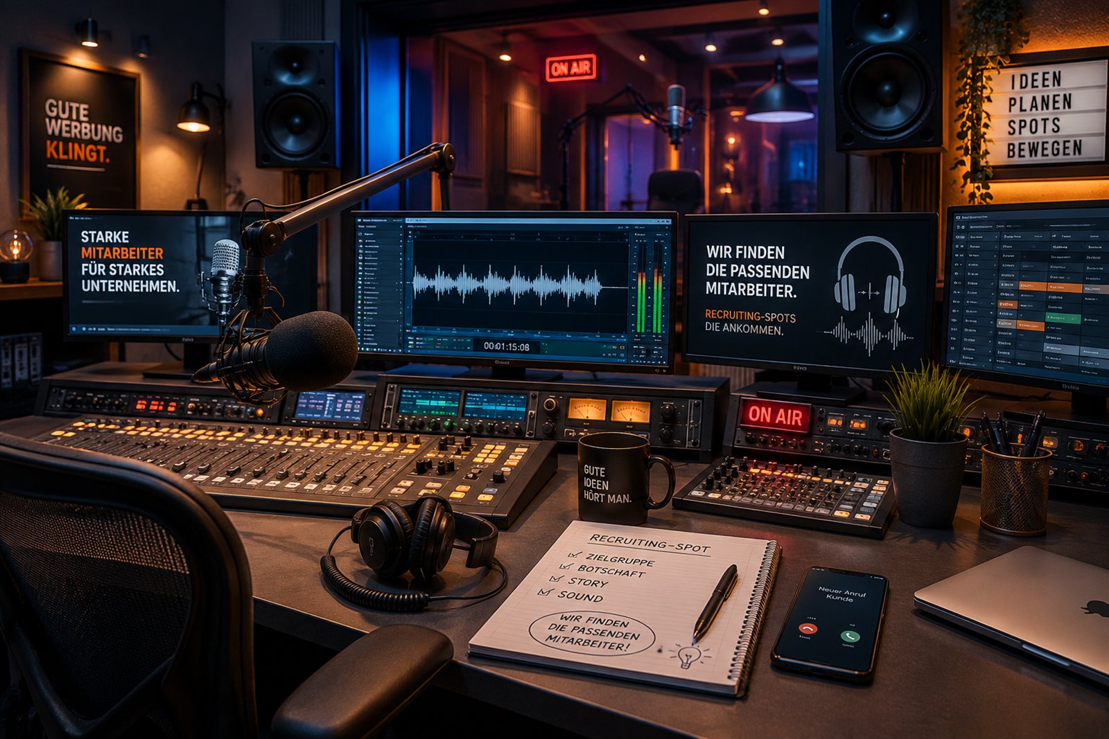 Radiostudio für die Planung von Recruiting-Spots zur Mitarbeitergewinnung